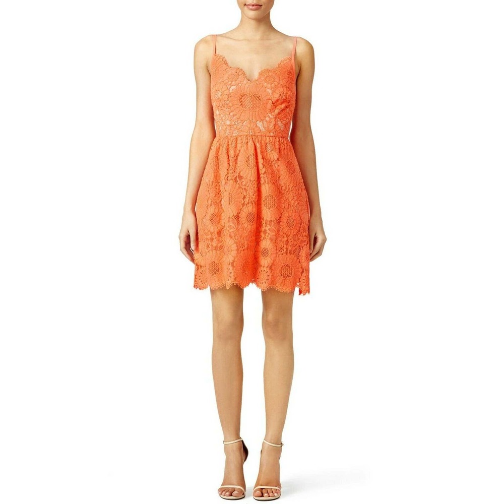 Trina Turk Alcott Lace Fit & Flare Dress 2 Slevles